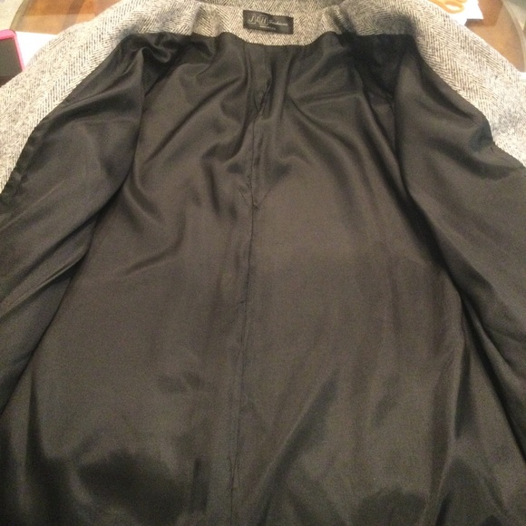 Vintage Black & White Herringbone Double Breasted Wool Overcoat Size 14 - Picture 14 of 16